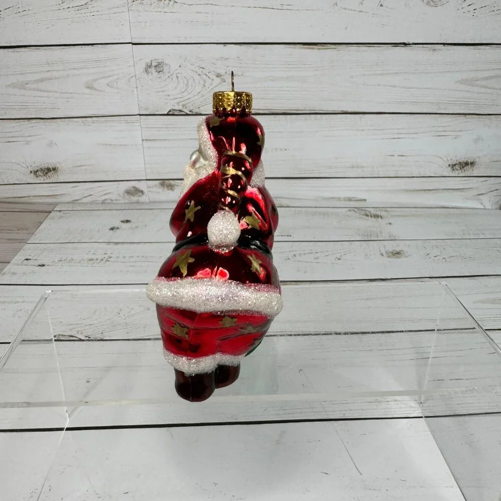 Vtg 2002 Target Hand Painted Blown Glass Santa Ornament‎ Original Box Christmas